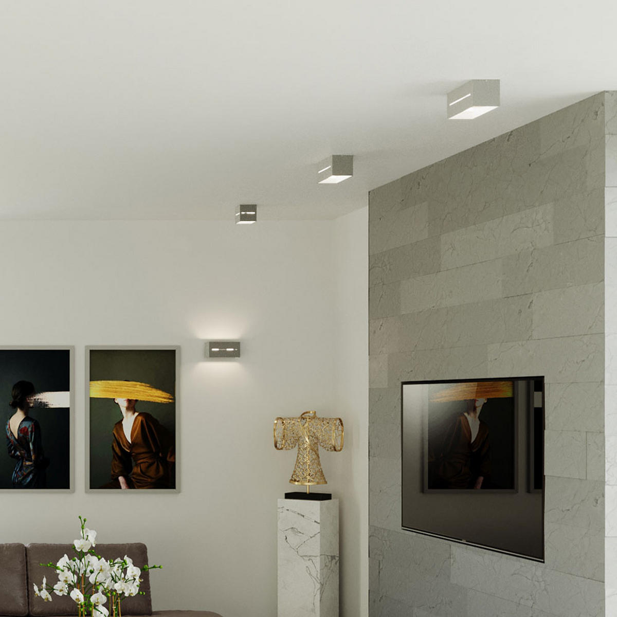 DECKENLEUCHTE Aluminium Grau Quadratisch - Grau, Metall (10/10/10cm)