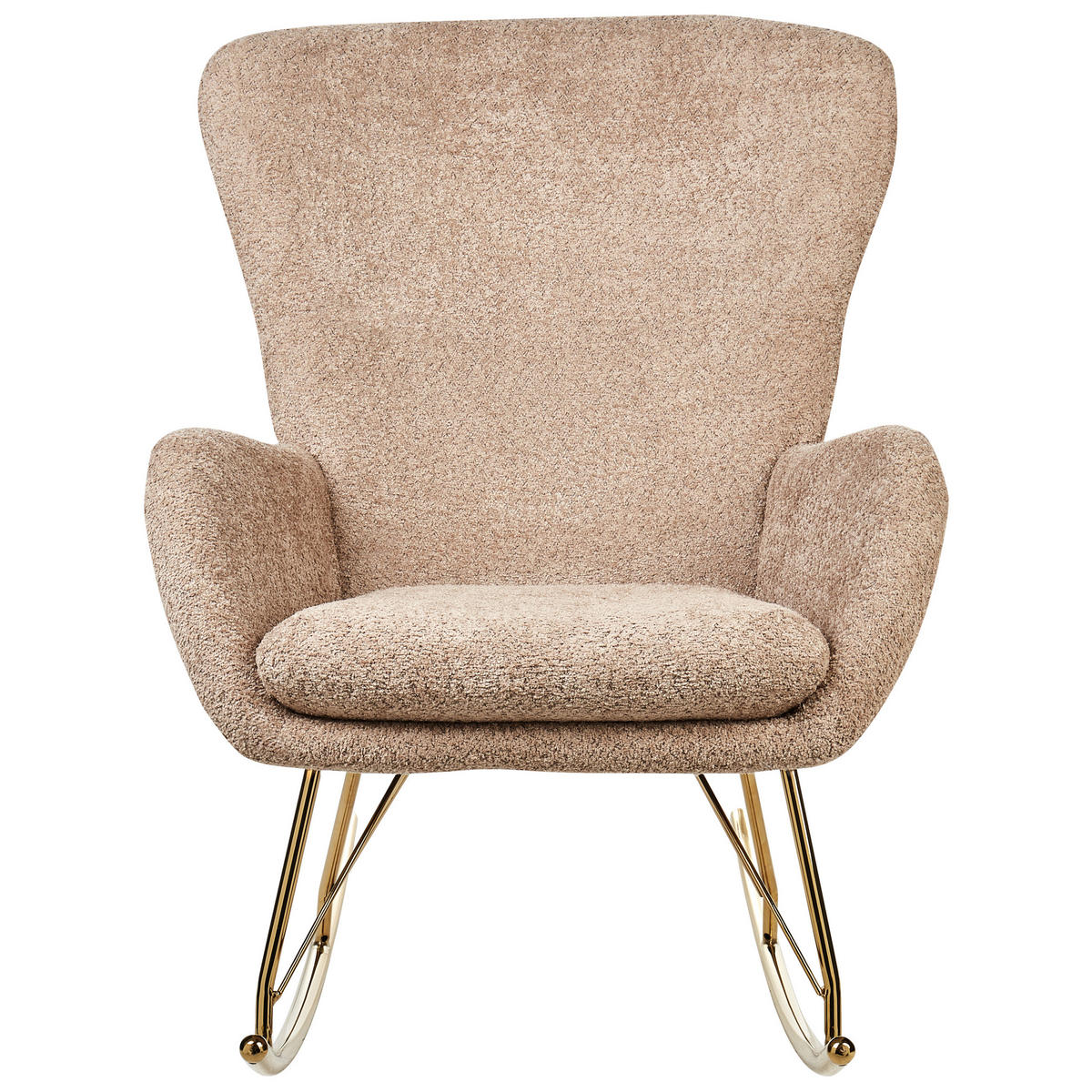 SCHAUKELSESSEL Bouclé Sandbeige Anaset - Beige/Goldfarben, Textil (74/99/99cm) - Beliani
