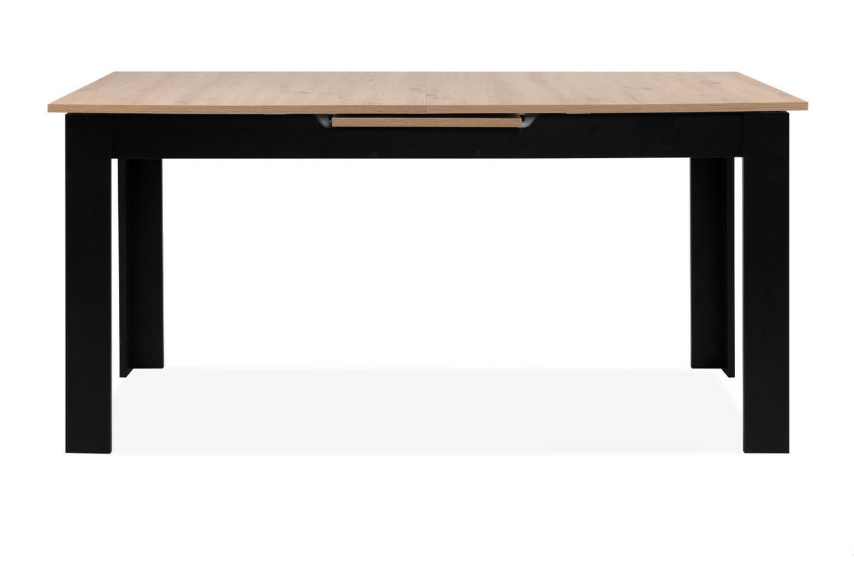 ESSTISCH Eiche Artisan, schwarz 160 - 20 cm, Küchentisch ausziehbar - Schwarz/Eiche Artisan, Holzwerkstoff (160/80/75cm) - Furn.Design