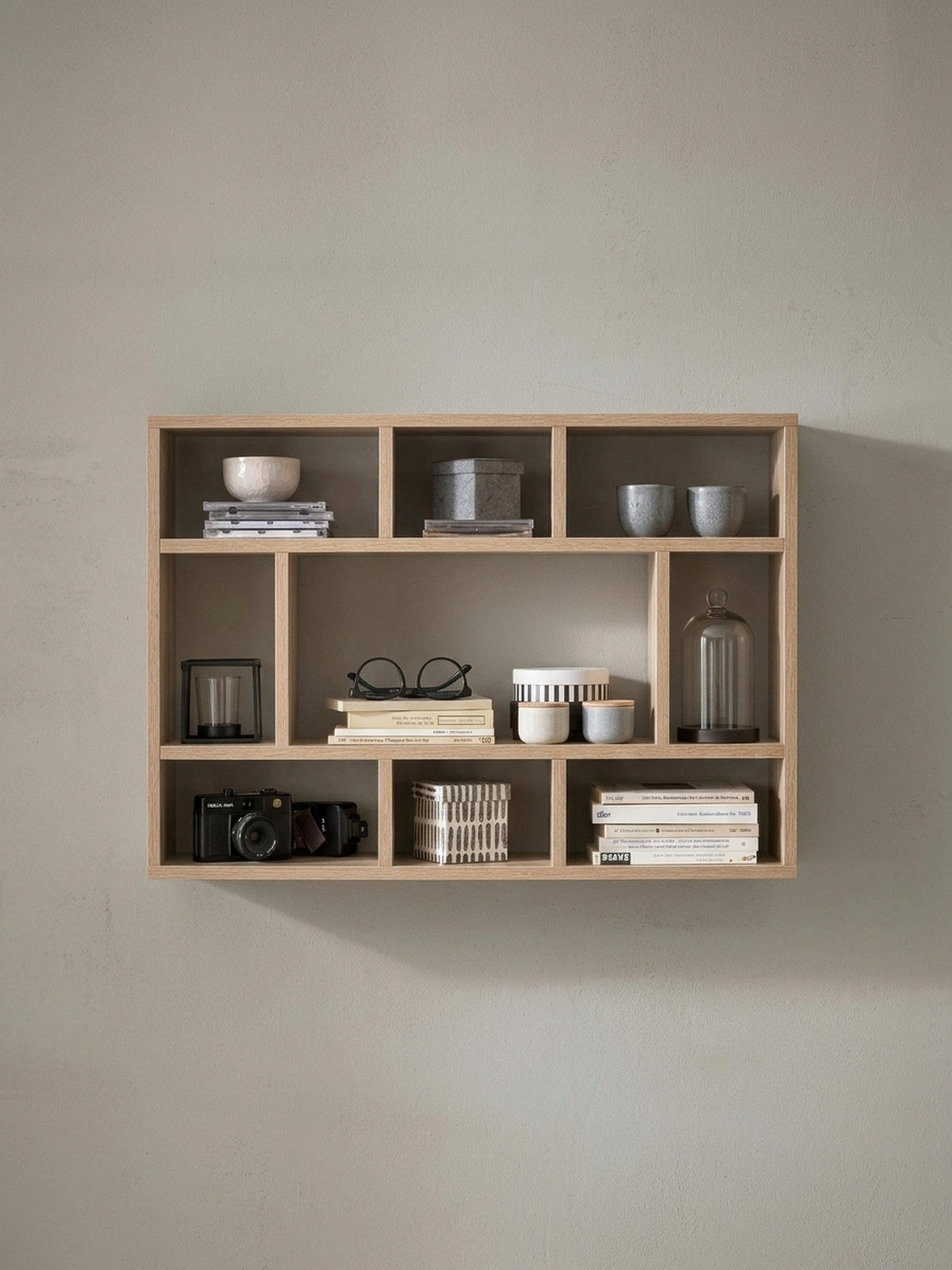 WANDREGAL MAGRA Spanplatte 9 Fächer Modern, Beige 75x16x51 cm - Beige, Holz (75/51/16cm) - KADIMA DESIGN