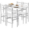 TISCHGRUPPE Esstisch mit 4 Stühlen, MDF, Weiß - Silberfarben/Weiß, Holzwerkstoff/Metall (110/76/70cm) - Woltu
