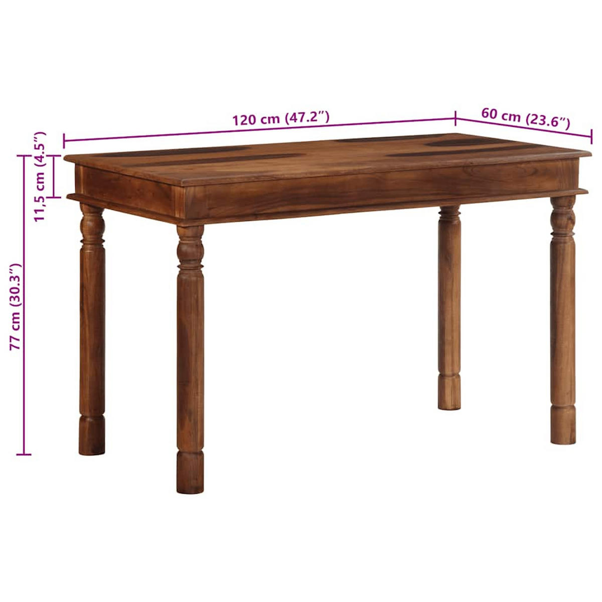 ESSTISCH 120/60/77 Cm Massivholz Akazie - Braun, Holz (120/60/77cm) - vidaXL