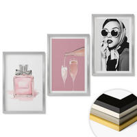 WANDBILDER 3er Set - 40x60 cm Silberner Rahmen - Stilvolle pinkfarbene Accessoires - Silberfarben, Kunststoff (40/60cm) - ArtPrintCave