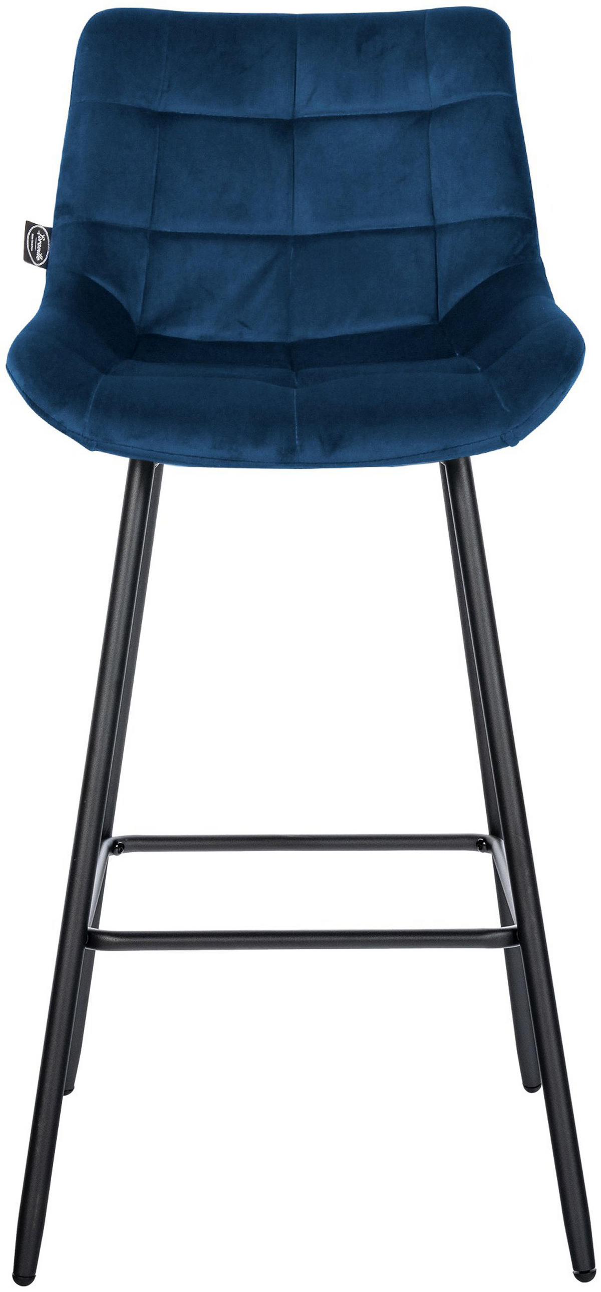 BARHOCKER Welton Samt blau - Blau/Schwarz, Textil/Metall (49/104/56cm) - TPFLiving