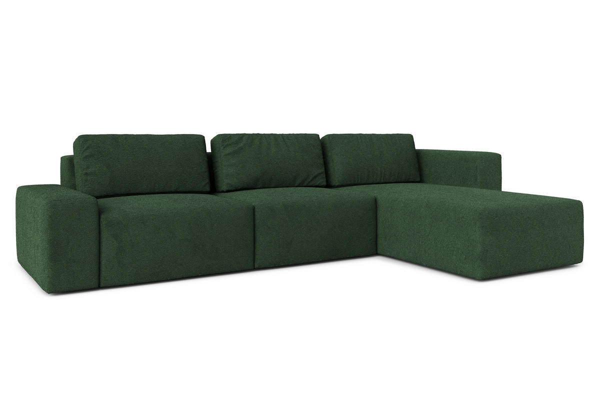 ECKSOFA L Form Arkleton Dunkelgrün 360/180/93 cm Rechts mit Schlaffunktion - Dunkelgrün/Schwarz, Kunststoff/Textil (360/180cm) - AX Living