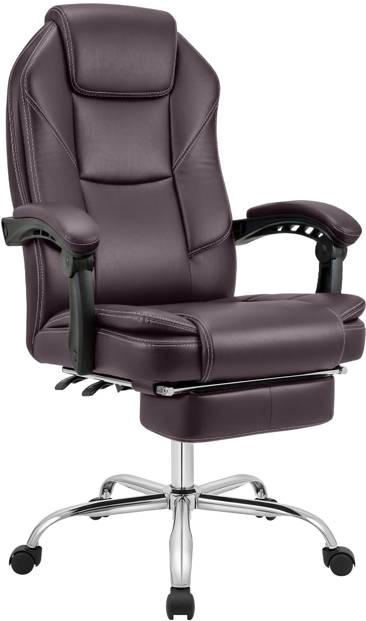 CHEFSESSEL ergonomisch Lederlook Braun - Chromfarben/Braun, Textil/Metall (67/114/64cm) - CLP