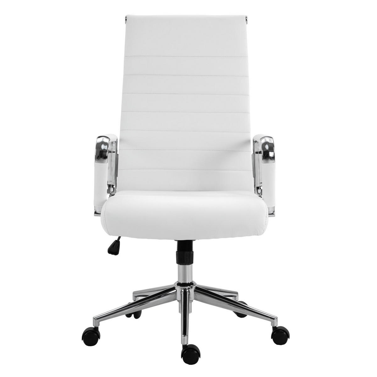 SCHREIBTISCHSTUHL OFFICE COMFORT HB Kunstleder Weiß - Silberfarben/Weiß, Textil/Metall (57/120/53cm) - SVITA