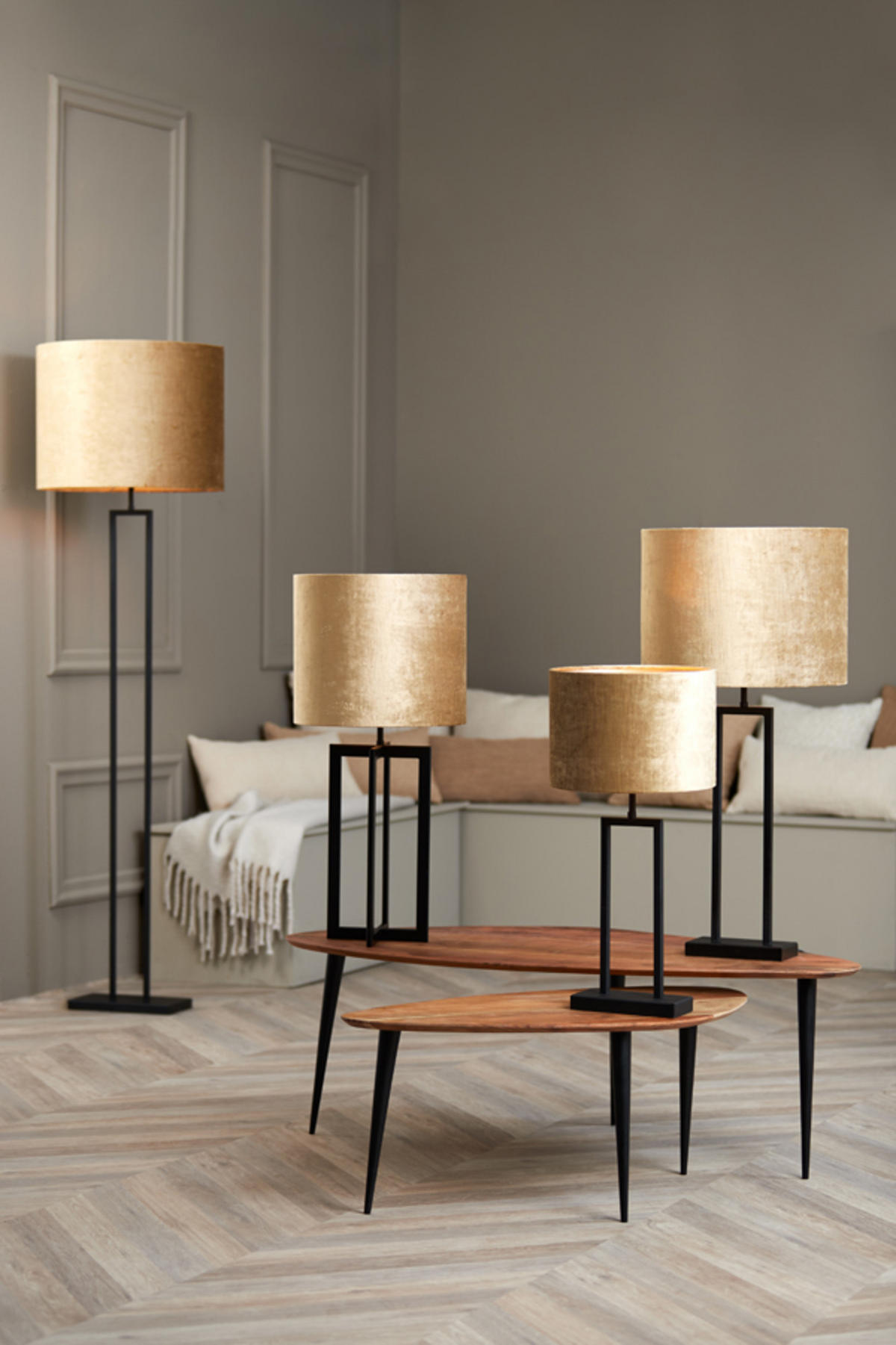 LAMPENSCHIRM Edelstein Bronze Ø50/38 cm - Bronzefarben, Textil (50/50/38cm) - Light & Living