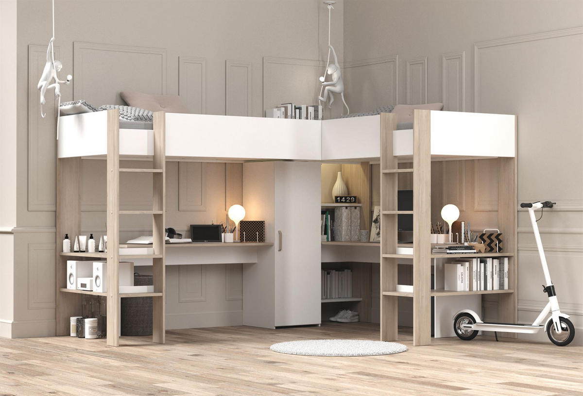 HOCHBETT Parisot Alex 1-tlg. Holznachbildung Weiß/Jackson Eiche - Eichefarben/Weiß, Kunststoff (90/200cm) - 58aufmkessel