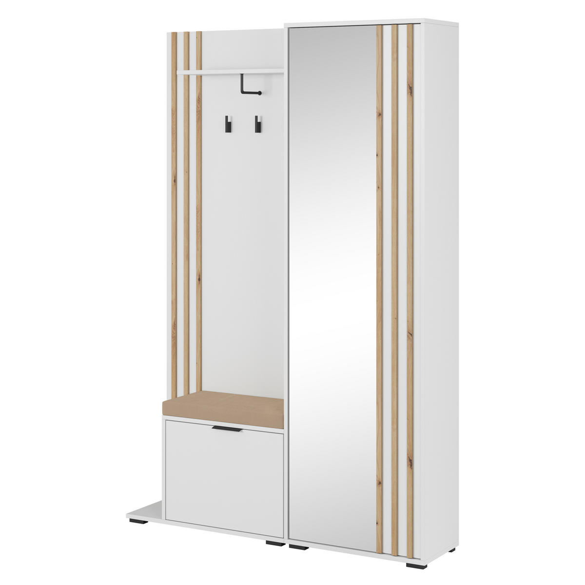 GARDEROBENSCHRANK NELIANA 131/192/40 cm Modern Garderobe-Set Weiß - Weiß, Holzwerkstoff (131/192/40cm) - MASSENO