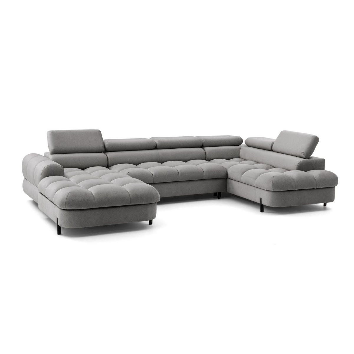 ECKSOFA U-Form BOWL U Rechts mit Schlaffunktion 125x265 Velours Grau - Schwarz/Grau, Holz/Textil (195/90/339cm) - Muffo