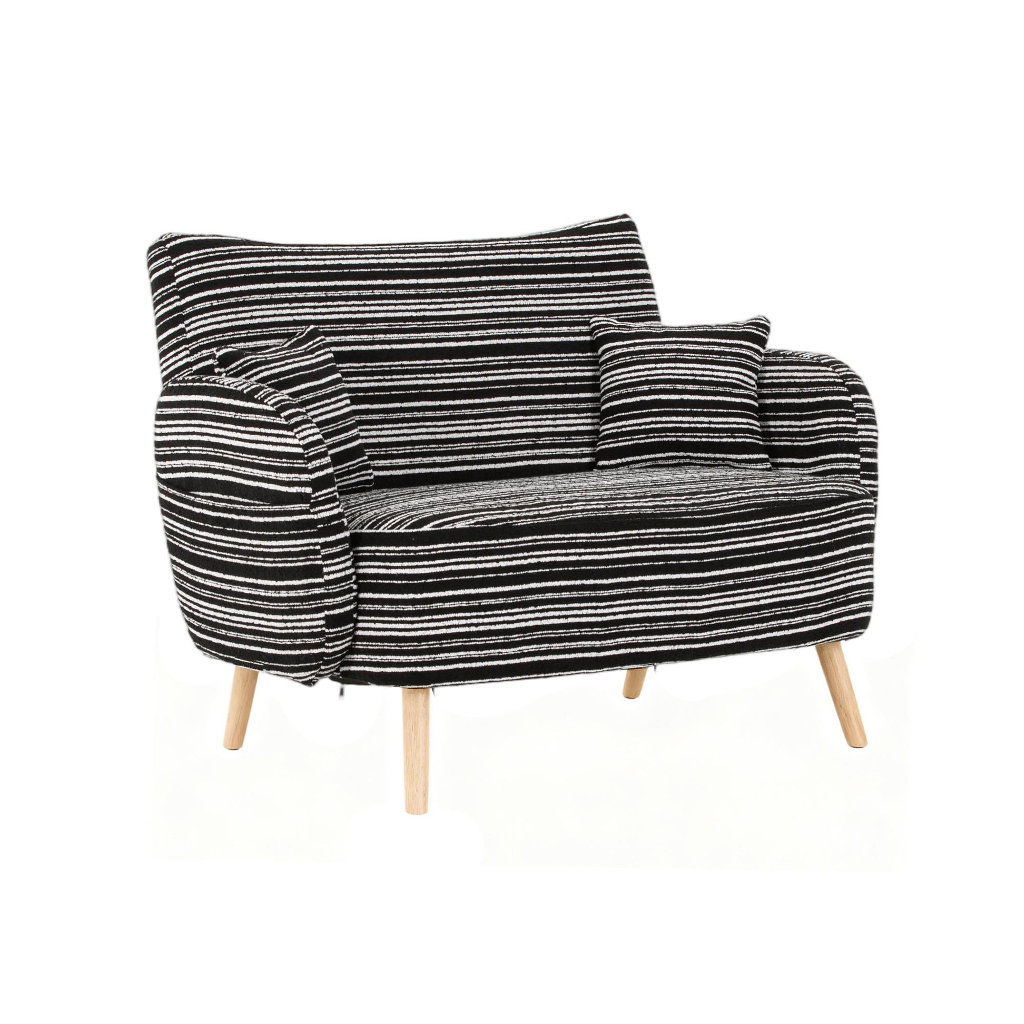 2-SITZER Stoff Sessel Schwarz mit Armlehnen & Seitentasche - Schwarz, Textil/Metall (121/87/81cm) - PARAFTA HOME