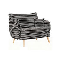 2-SITZER Stoff Sessel Schwarz mit Armlehnen & Seitentasche - Schwarz, Textil/Metall (121/87/81cm) - PARAFTA HOME