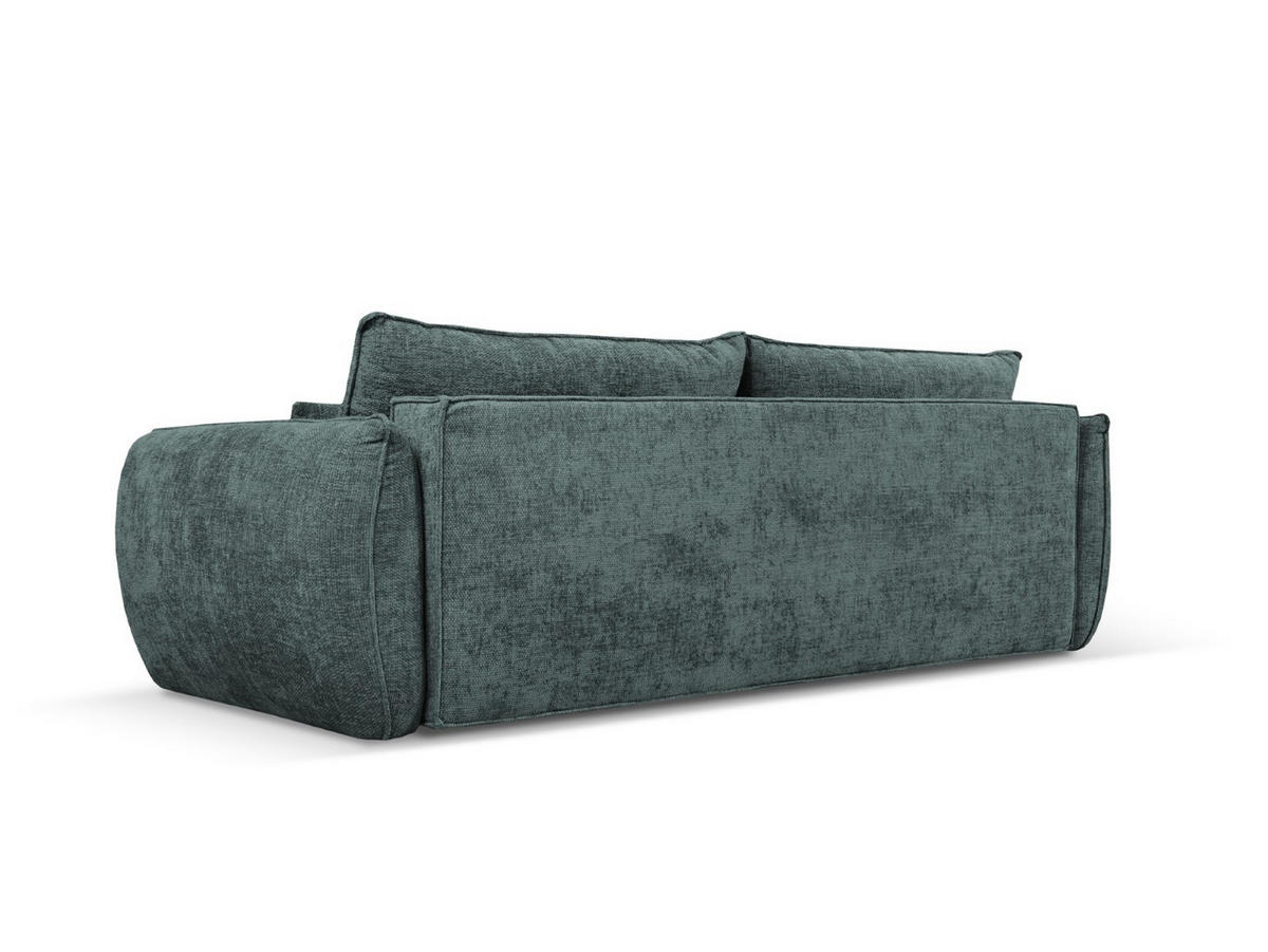 AUSKLAPPBARES-SOFA mit Bettkasten Kaelle aus Chenille-Stoff petrol 3 Sitzplätze - Petrol, Textil (97/91/244cm) - Micadoni