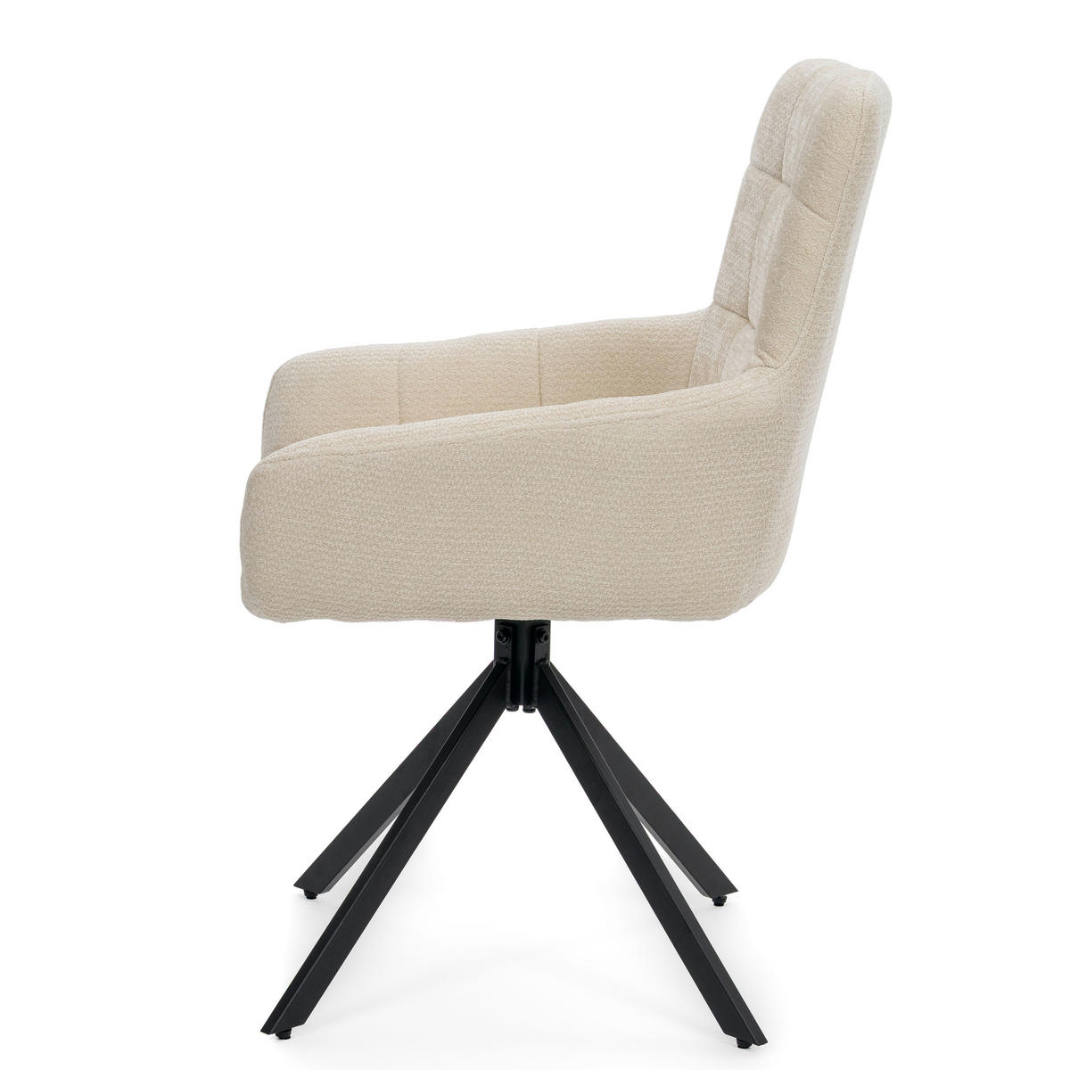 STUHL FUNO drehbar gepolsterter mit Steppung - creme - Chenille - Creme/Schwarz, Textil/Metall (58/87/60cm) - NEW HOME