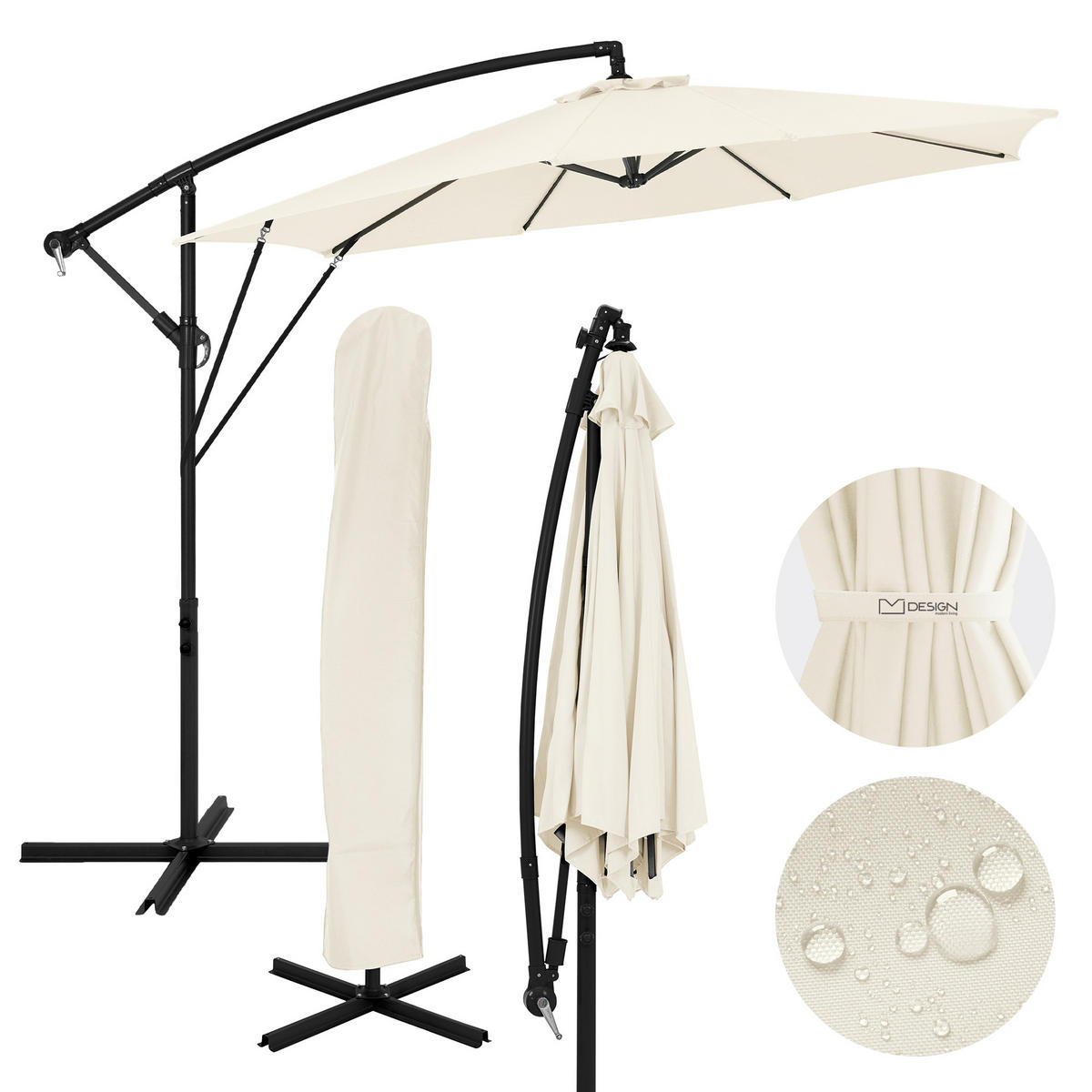 AMPELSCHIRM Ø 300 cm in Beige aus Aluminium - Beige, Metall (300/300cm) - ML-DESIGN