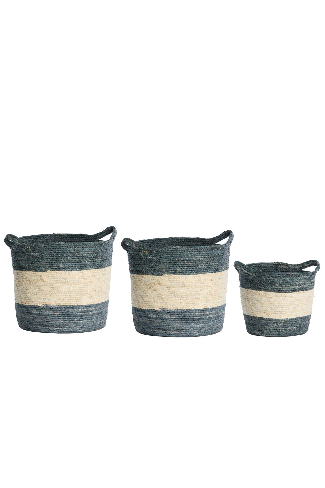 KORB Kilkee Blau Ø40/40 cm 3er-Set - Blau, Naturmaterialien (40/40/40cm) - Light & Living