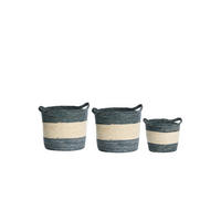 KORB Kilkee Blau Ø40/40 cm 3er-Set - Blau, Naturmaterialien (40/40/40cm) - Light & Living