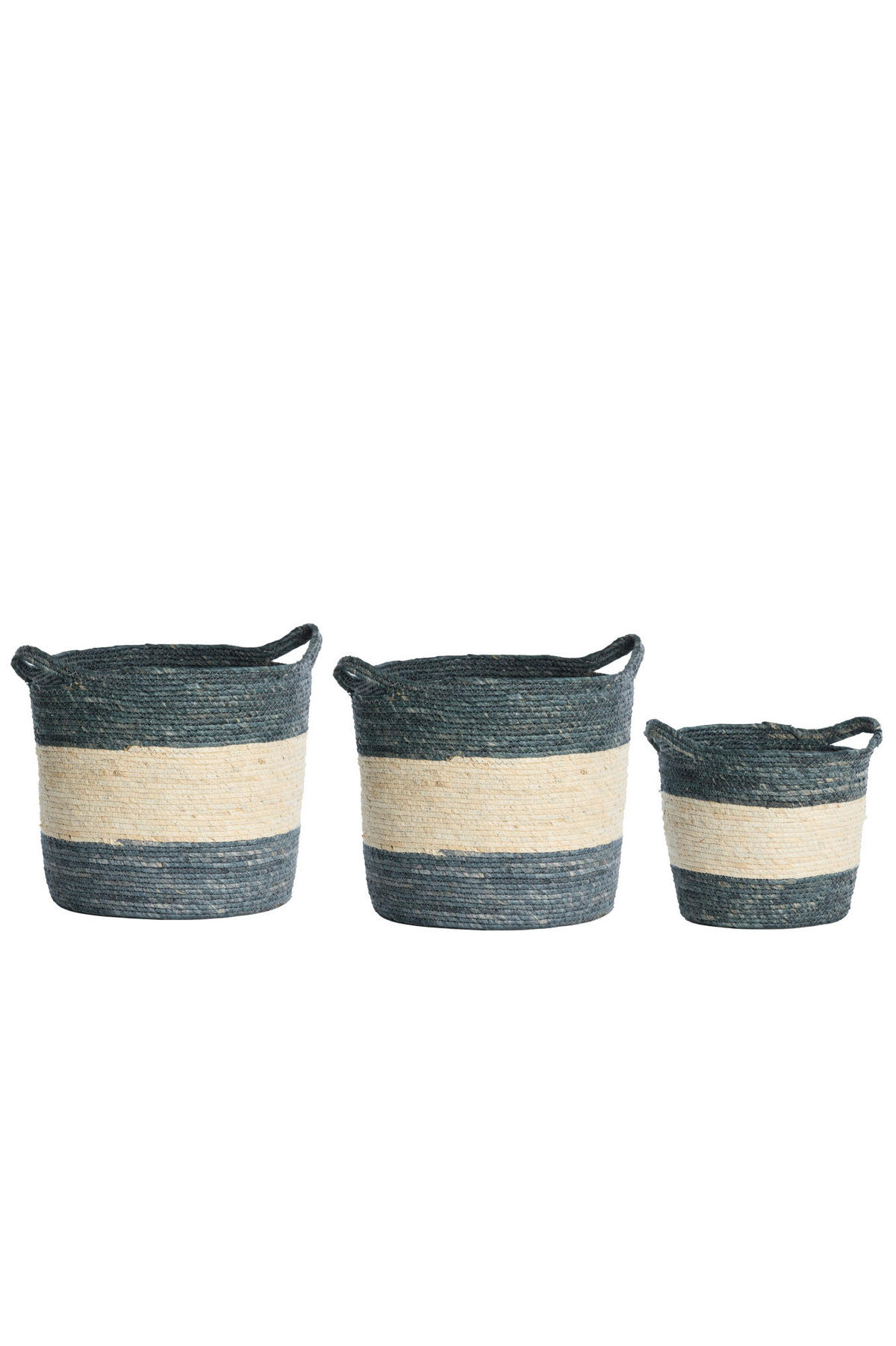 KORB Kilkee Blau Ø40/40 cm 3er-Set - Blau, Naturmaterialien (40/40/40cm) - Light & Living