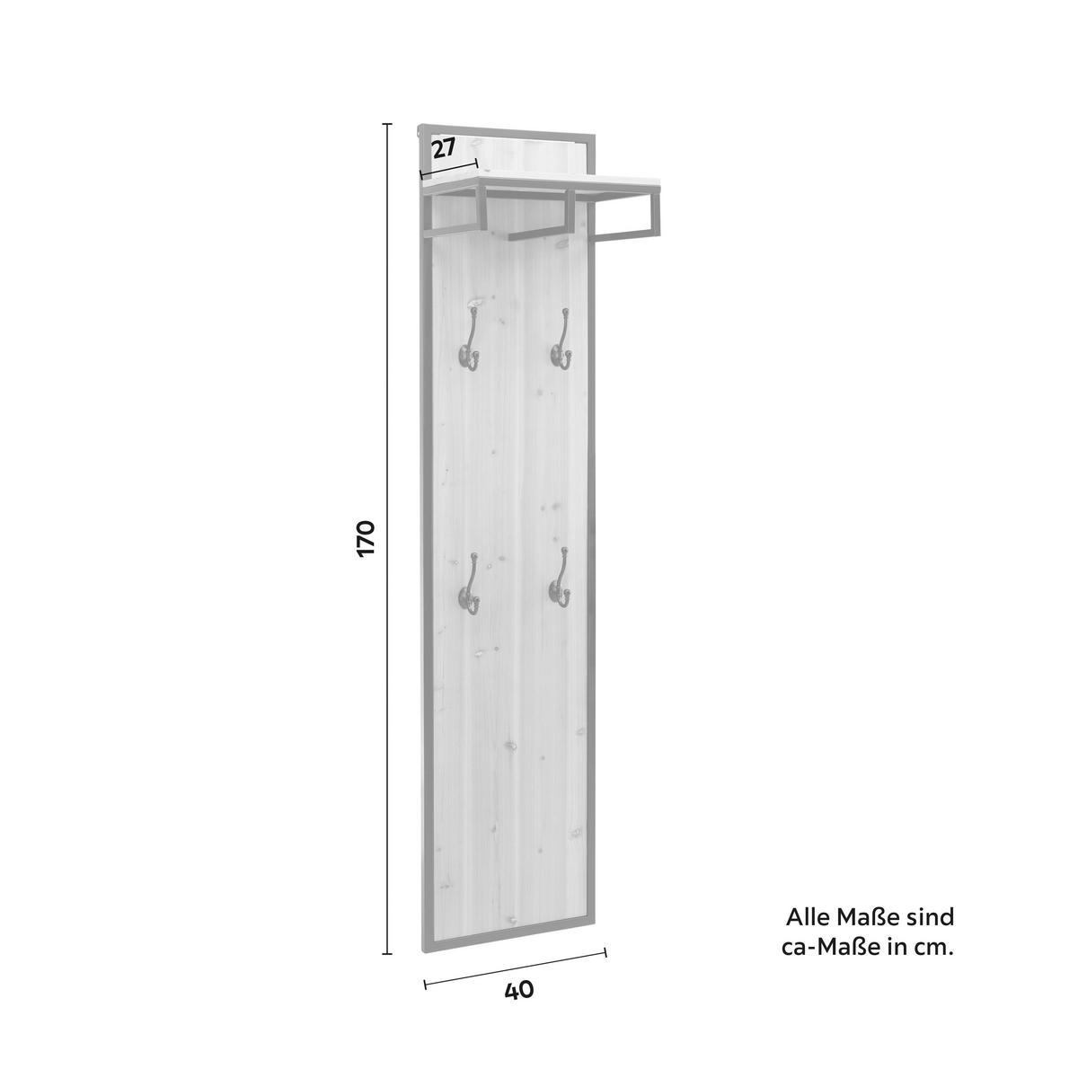 GARDEROBE Vittoria ca. 40 /170 cm Tanne massiv - Naturfarben, Holz (40/170/27cm)