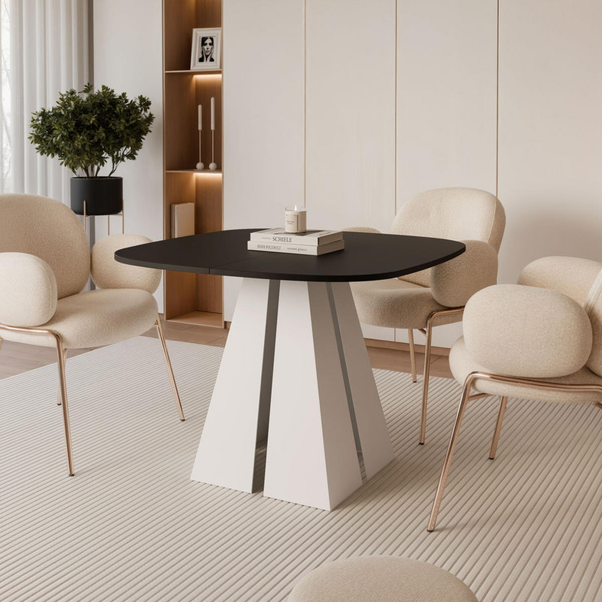 AUSZIEHTISCH ZELO 120/60/76 cm, Weiß / Schwarz - Schwarz/Weiß, Holzwerkstoff/Metall (60/120/76cm) - Idohome