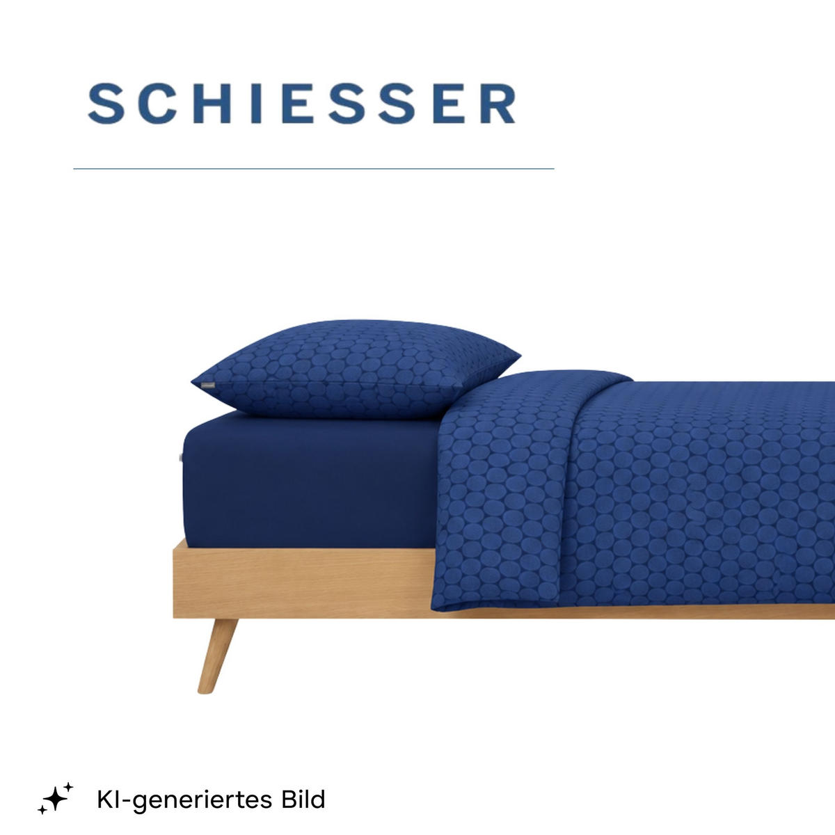 BETTWÄSCHESET Drops - Feinbiber - 2-teilig - 135x200 cm - Dunkelblau - Dunkelblau, Textil (135/200cm) - SCHIESSER