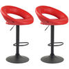BARHOCKER 2er Set Mekim Kunstleder Rot Schwarz - Rot, Leder/Metall (53/80/47cm) - DELUKE