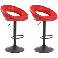 BARHOCKER 2er Set Mekim Kunstleder Rot Schwarz - Rot, Leder/Metall (53/80/47cm) - DELUKE