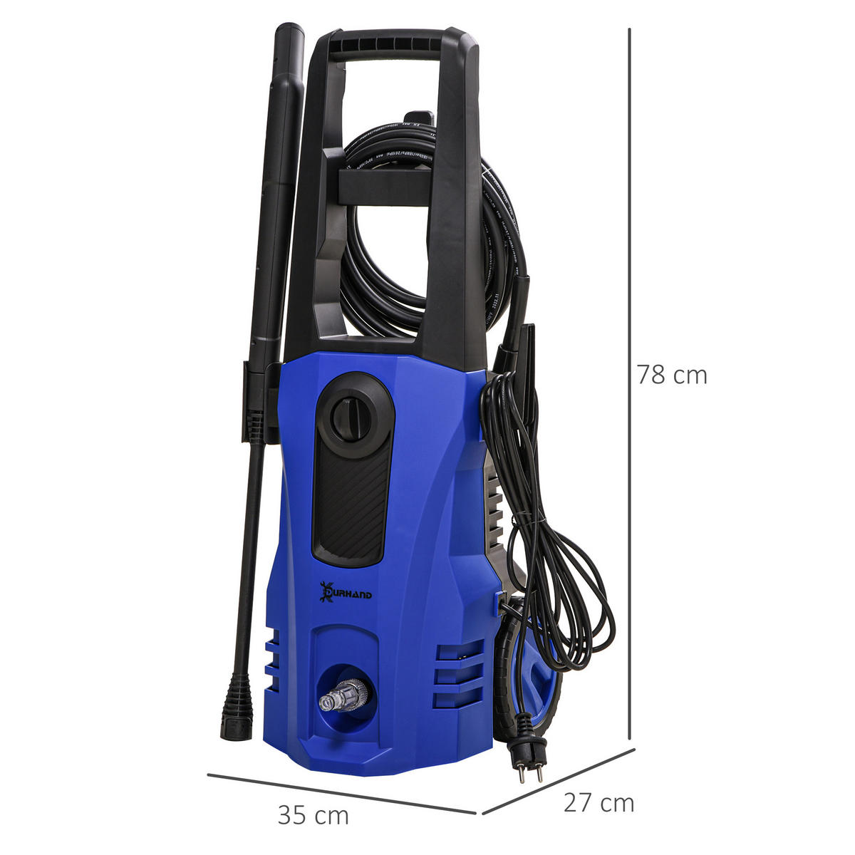 HOCHDRUCKREINIGER mit 6 m Hochdruckschlauch, max. Wassermenge: 510 l/h, für Garten, Blau - Blau, Kunststoff (27/78/35cm) - DURHAND
