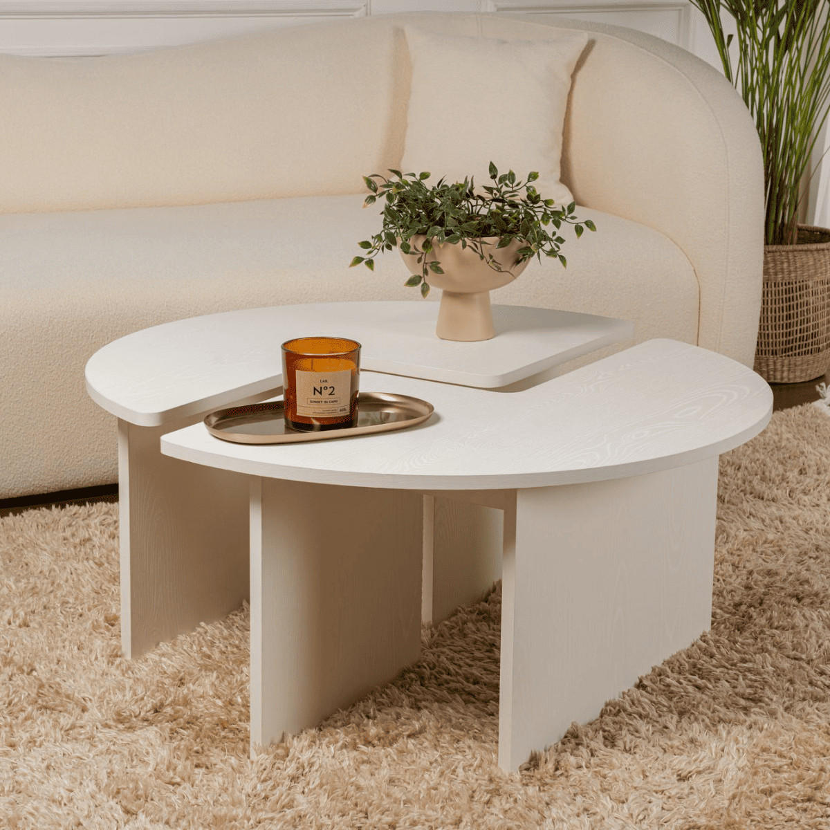 COUCHTISCH moira Blanc de bois - Eiche Bianco, Holzwerkstoff (65/90/41cm) - Calicosy