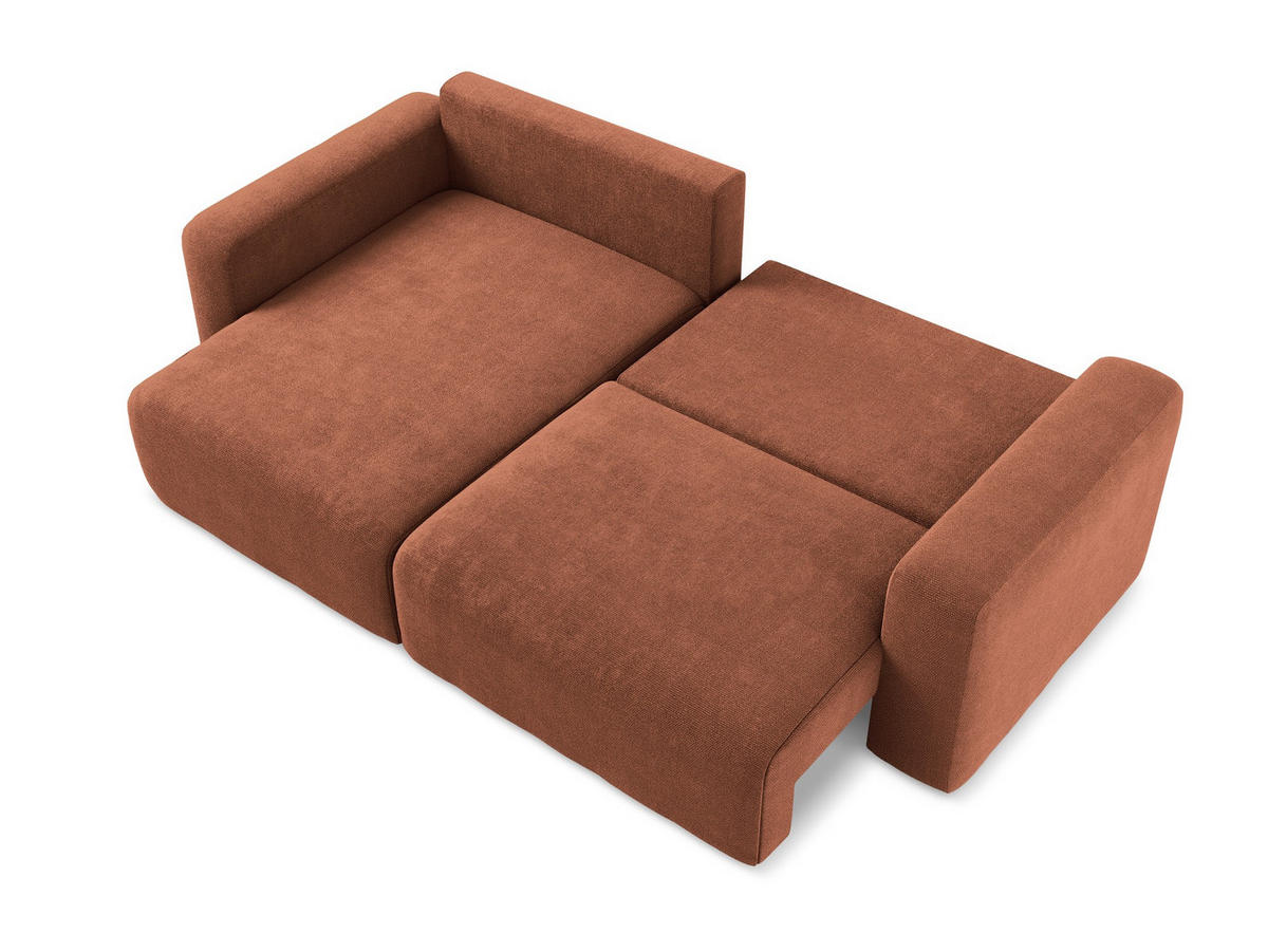 ECKSOFA mit Schlaffunktion links Chenille Stoff Orange - Terra cotta/Schwarz, Kunststoff/Textil (149/244cm) - Makamii
