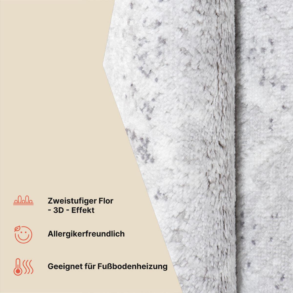 TEPPICH SKY Grau 120/180 cm - Grau, Kunststoff (120/180cm) - Tapiso