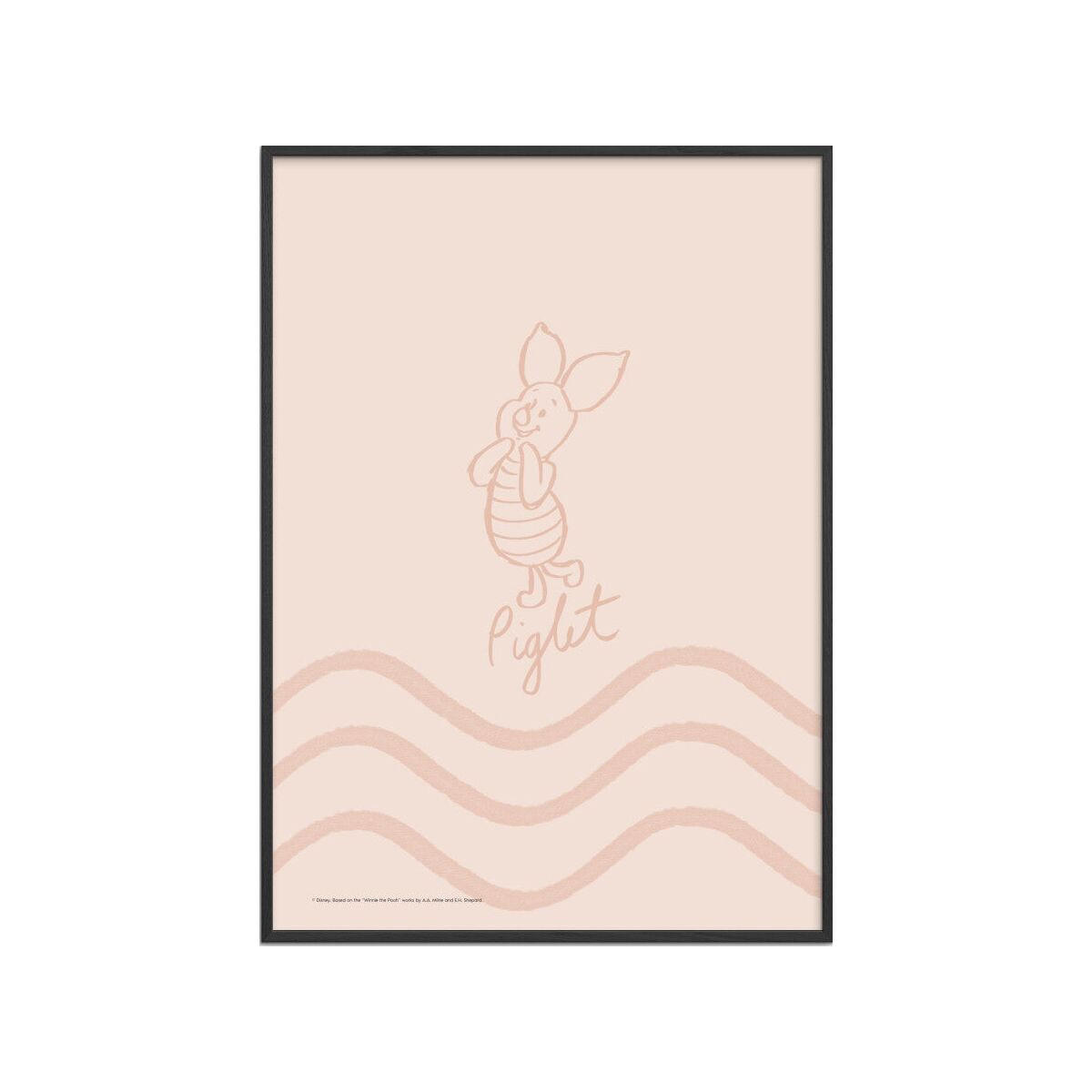 POSTER mit Rahmen Disney - Disney - Piglet Soft Pink Waves - Pink/Schwarz, Holz/Papier (70/100cm) - Poster&Frame