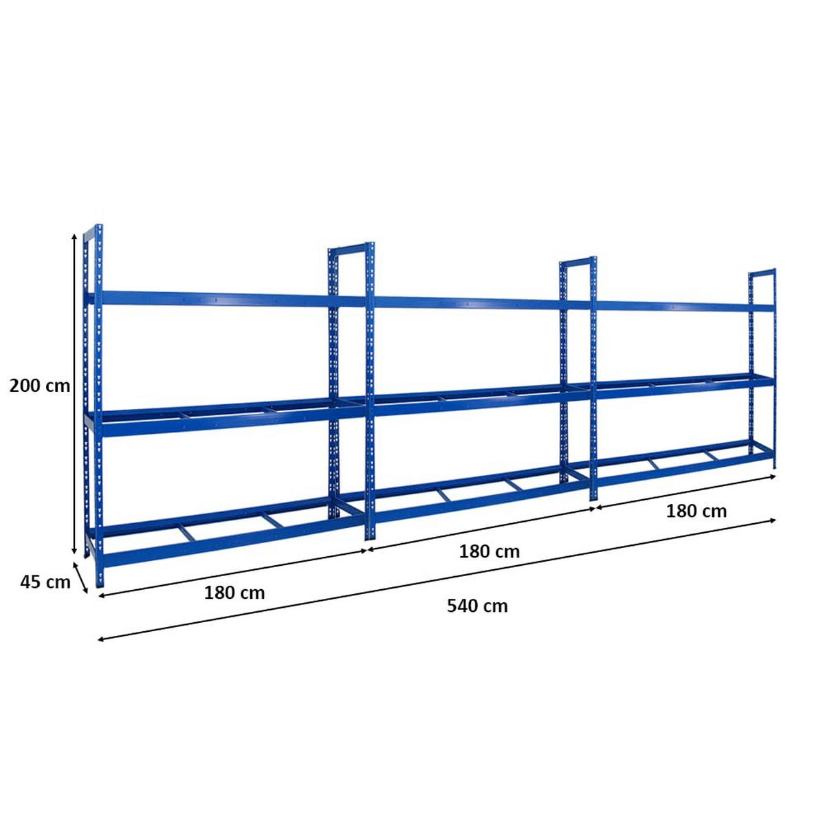 REIFENREGAL Tiger XL 3er-Set mit 3x 200x180x45 cm 300 kg Fachlast bis zu 63 Reifen Blau - Blau, Metall (540/200/45cm) - PROREGAL