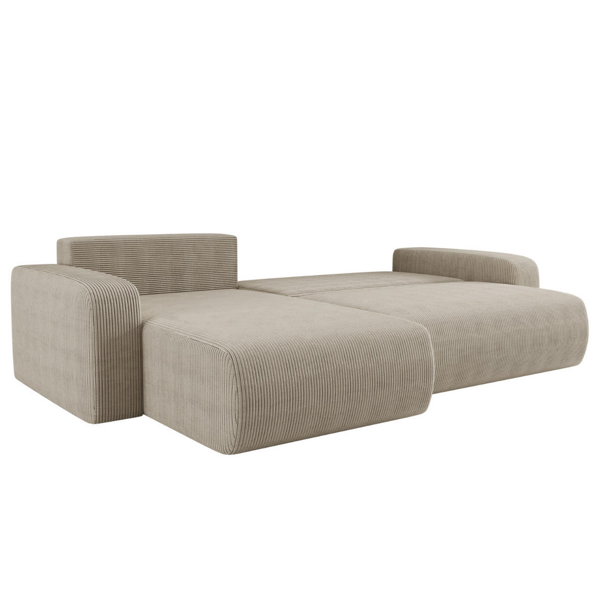 SCHLAFSOFA MILANO XL und bettkasten stoff Poso Dicker Cord Dunkelbeige Links - Beige, Holz (274/82/145cm) - Kaiser Möbel