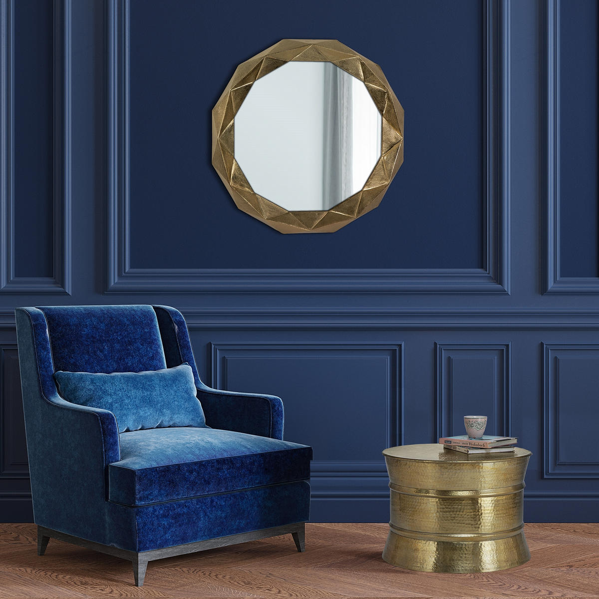 WANDSPIEGEL Ø65 cm rund Gold aus Glas und Aluminium Metallrahmen - Goldfarben, Metall (65/8/65cm) - WOMO-DESIGN