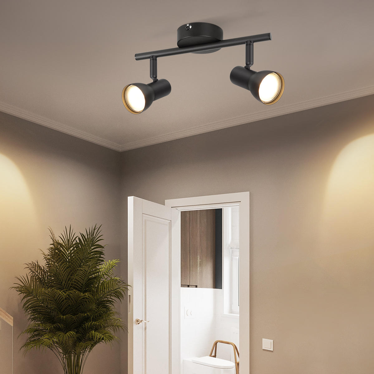 STRAHLER 2 Flammig-GU10 8*15.5*25.5 - Schwarz, Metall (25.5/8/15.5cm) - ZMH