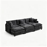 3-SITZER-SOFA aus Chenille in Schwarz mit modularem Design - Schwarz, Textil (75/84/289cm) - Modfu