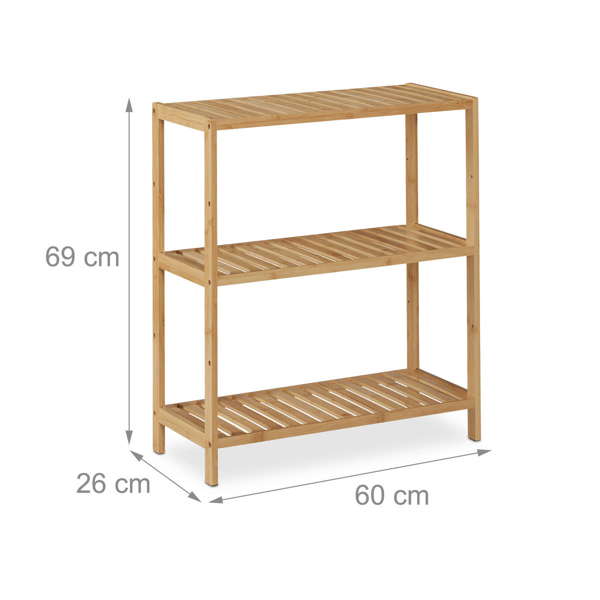 BADREGAL - Hellbraun, Holz (60/69/26cm) - Relaxdays