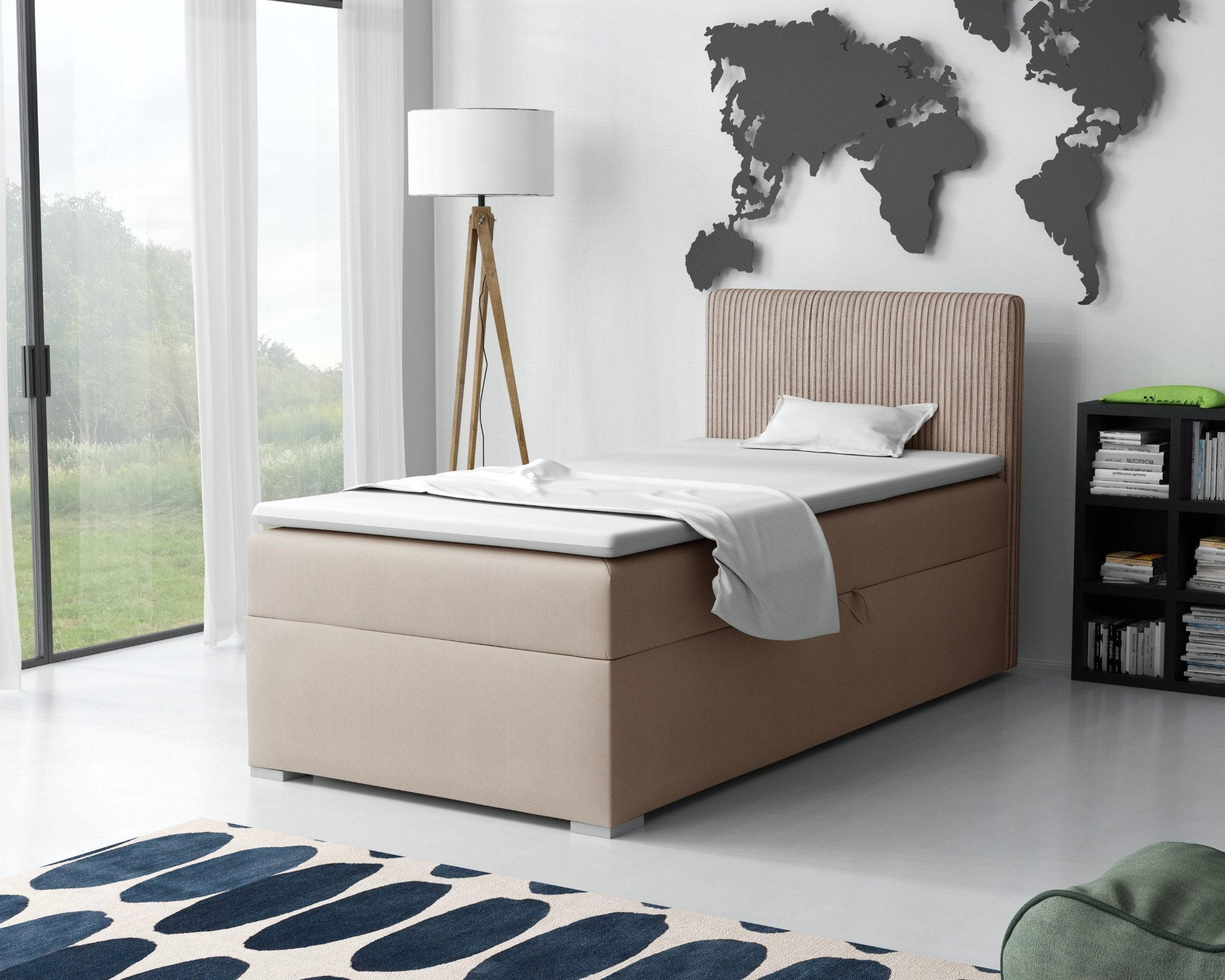 BOXBETT DON 100/200 Beige H4 Öffnung rechts - Beige, Holz/Holzwerkstoff (100/200cm) - Deine Möbel 24