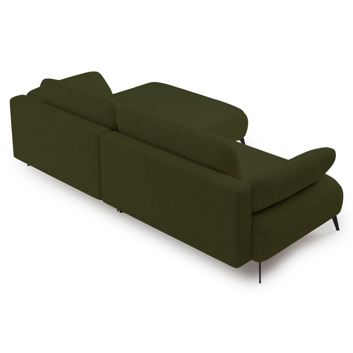 ECKSOFA Avolla Olivgrün rechts - Schwarz/Olivgrün, Textil/Metall (186/284cm) - Selsey