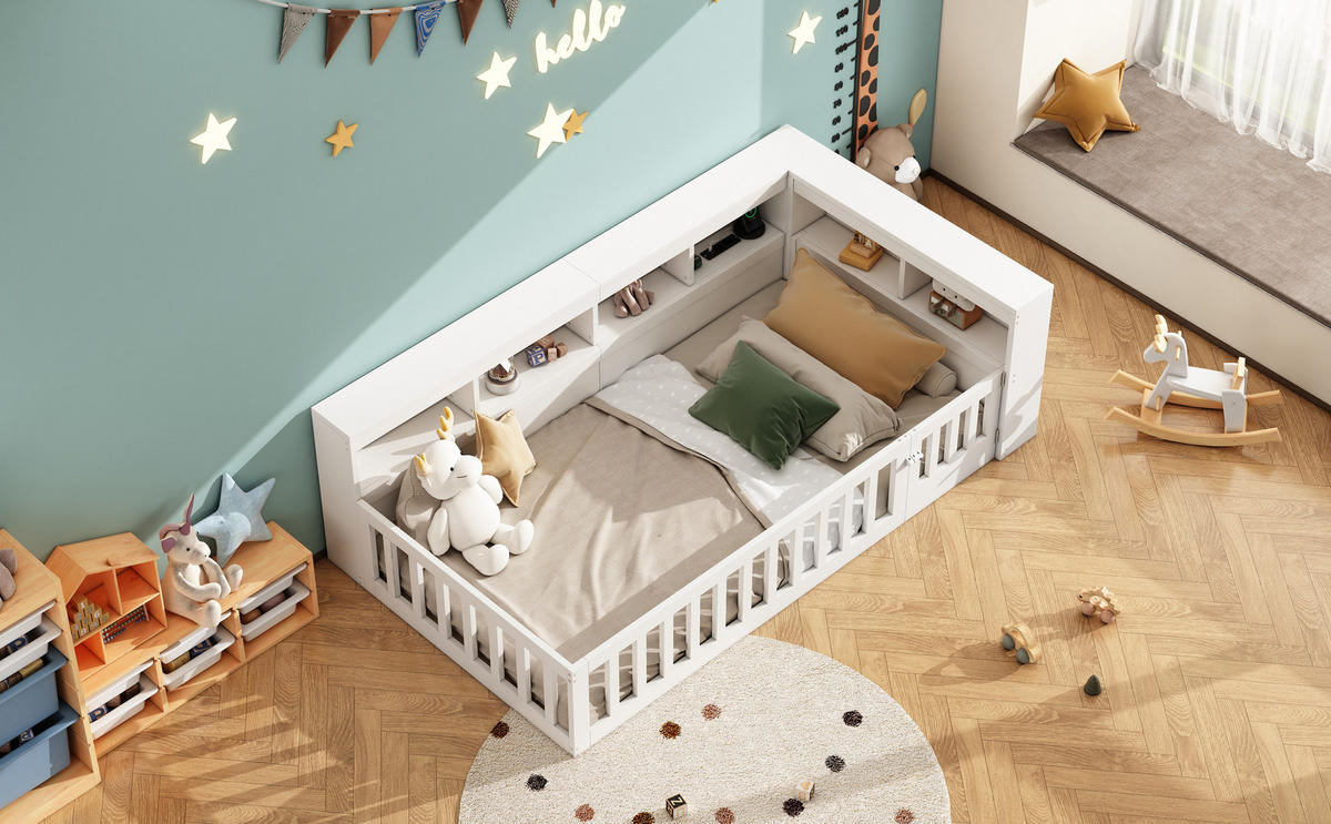 TAGESBETT mit Staufach, Steckdose und USB 90x200 cm Weiß - Weiß, Holzwerkstoff (90/200cm) - Meubliv