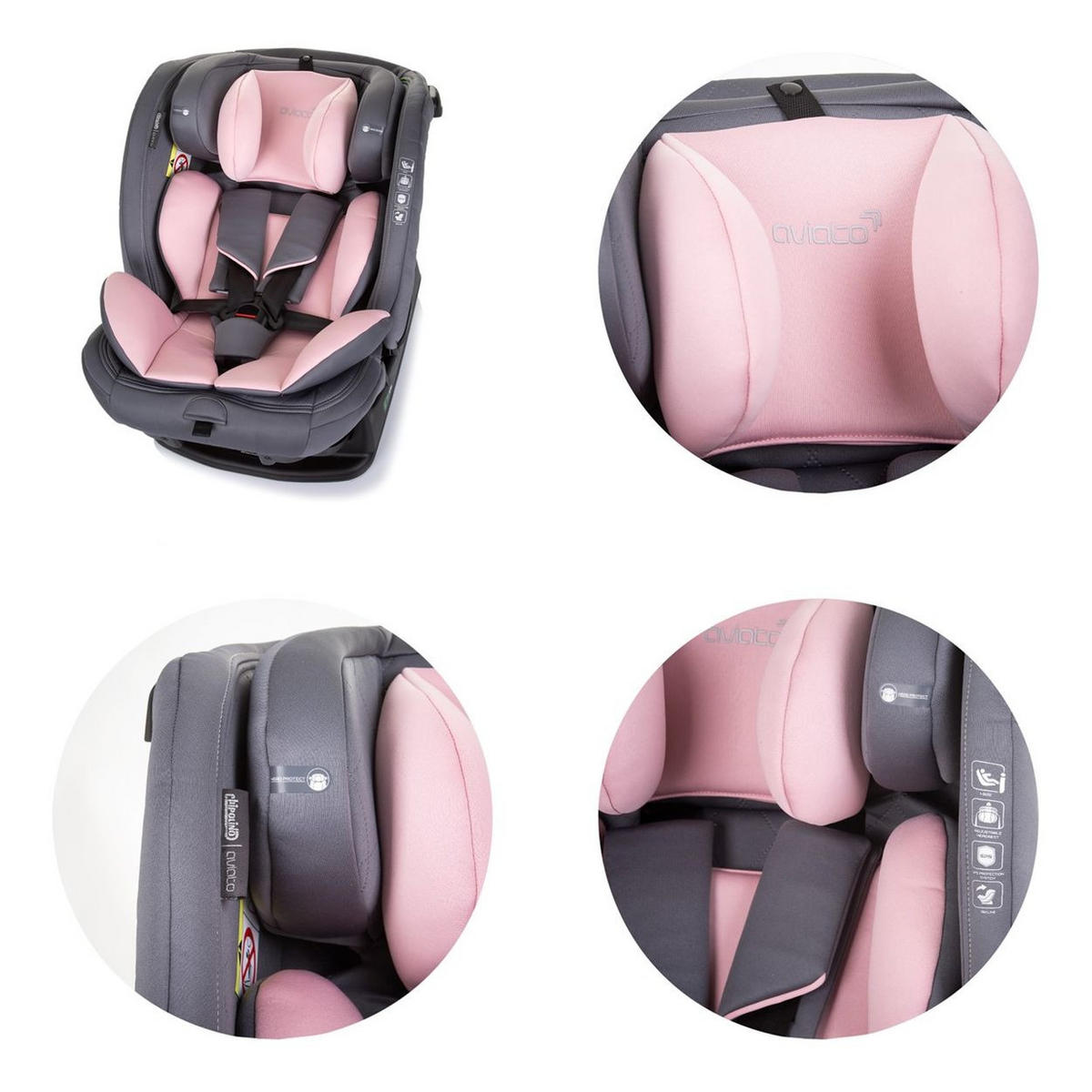 KINDERSITZ i-Size Aviato rosa (40 - 150 cm) Gruppe 0/1/2/3, verstellbar - Rosa, Kunststoff (44/58/51cm) - Chipolino