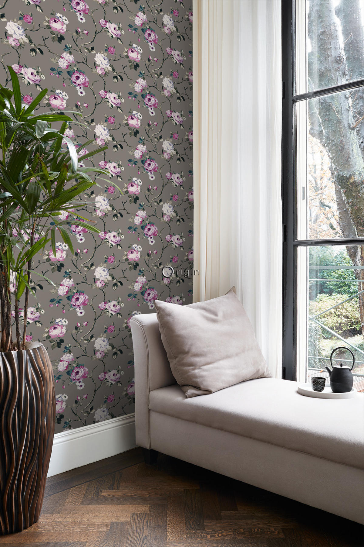 TAPETE Blumen 53 cm x 10.05 m - Lila, Papier (53/1000cm) - Origin Wallcoverings