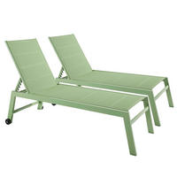SONNENLIEGE 2-tlg., Grün - Grün, Metall (65/103/169cm) - Oviala