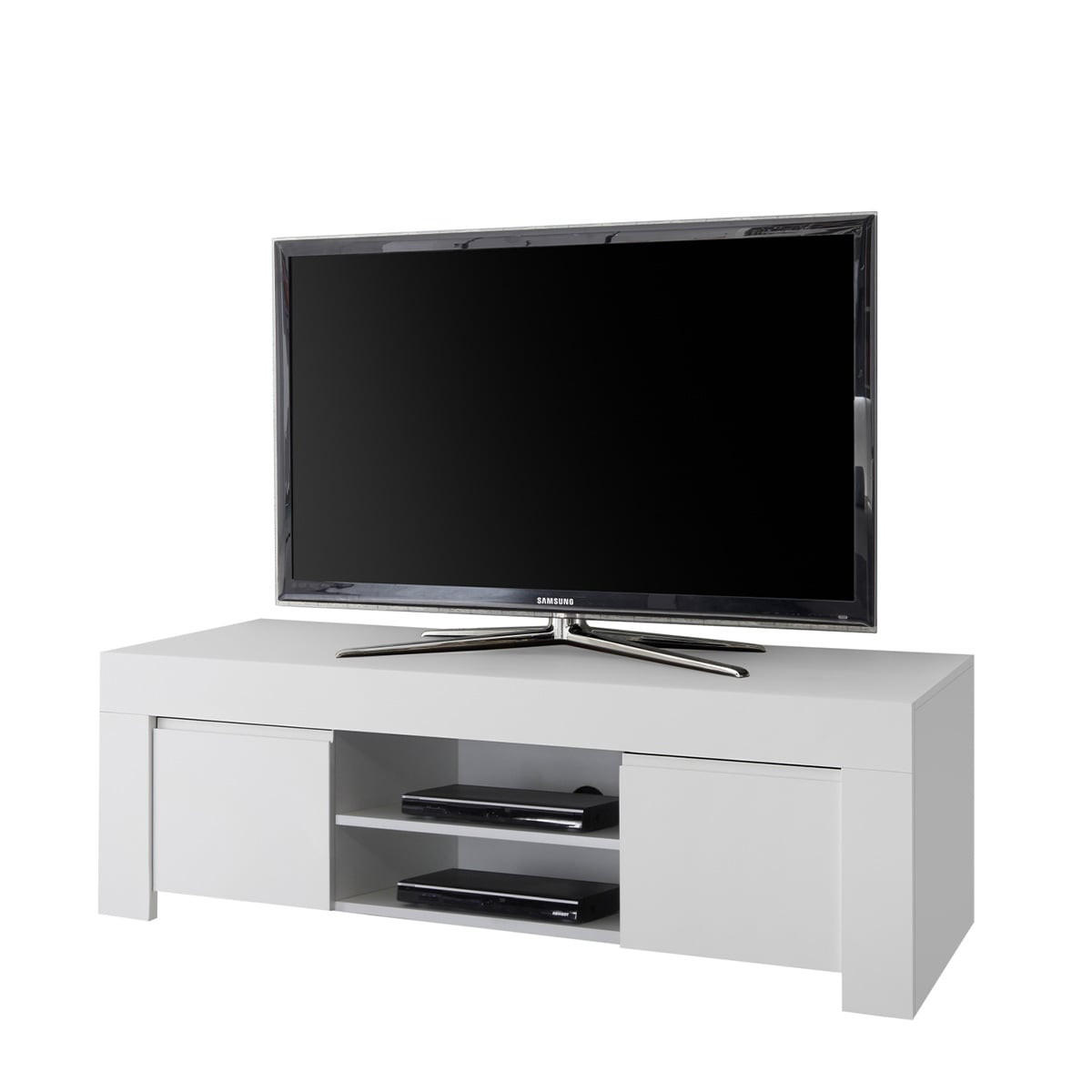 TV-MÖBEL mit 2 Türen L138 cm - Firenze - Weiß, Holzwerkstoff (42/44/138cm) - Calicosy