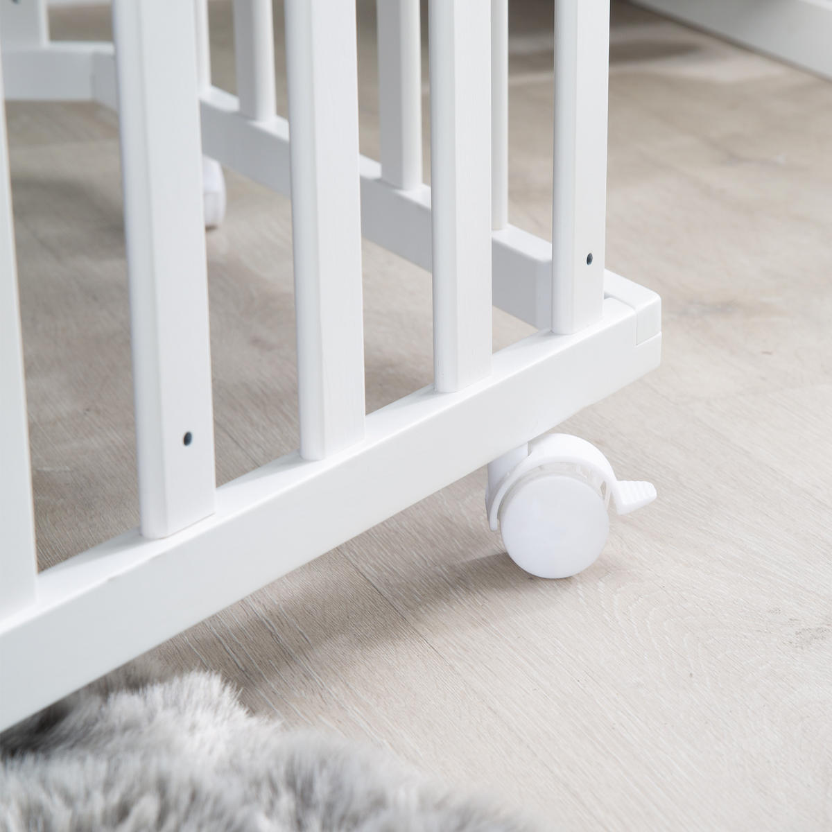 LAUFGITTER 6-eckig, Miffy - Weiß, Holzwerkstoff (118.5/72.5/103.5cm) - Roba