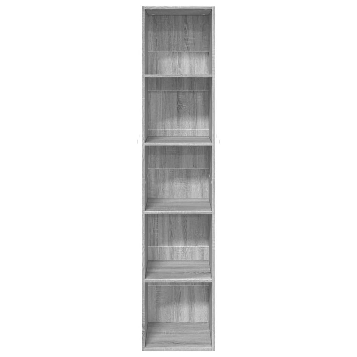 BÜCHERREGAL mit 5 Fächern 40/30/189 cm Holzwerkstoff Grau Sonoma Dekor - Silbereichenfarben, Holz (40/189/30cm) - vidaXL