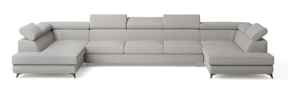 ROHOVÁ SEDAČKA URMANO světle šedá - černá/světle šedá, kov/dřevo (395/190cm) - MASSENO