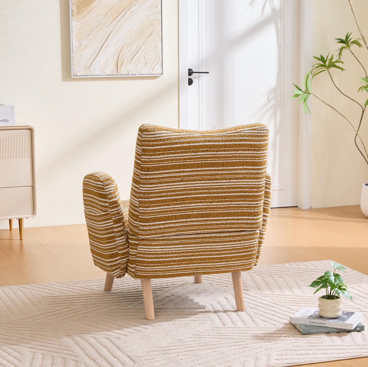 SESSEL 77/81/87 cm in Senfgelb aus Bouclé mit Seitentasche - Currygelb, Textil (77/87/81cm) - BEAOK